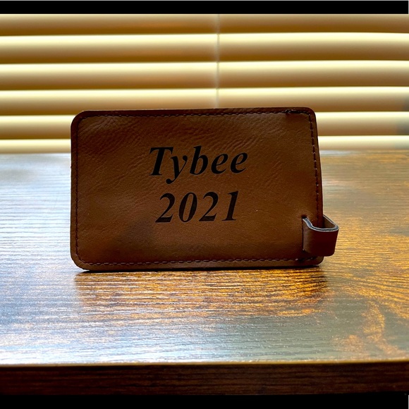 Accessories - Brown Leather “Tybee 2021” Luggage Tag Tybee Beach Savannah Beach Savannah, GA